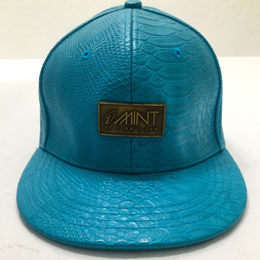 Mint SnapBack Snake Skin Hat